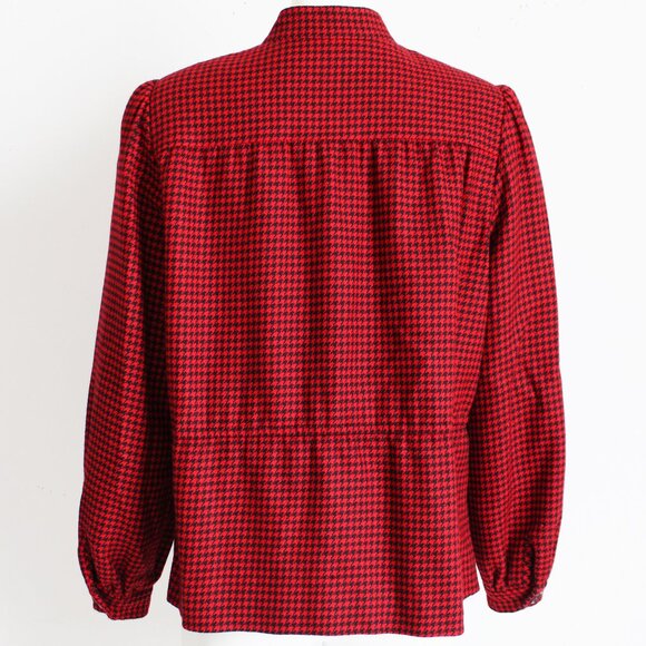 Tat Saunders Jacket Wool Houndstooth Red Black Ritz Carlton Vintage - Picture 8 of 9